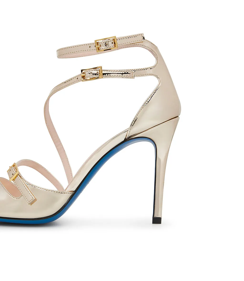 Platinum mirror leather sandal