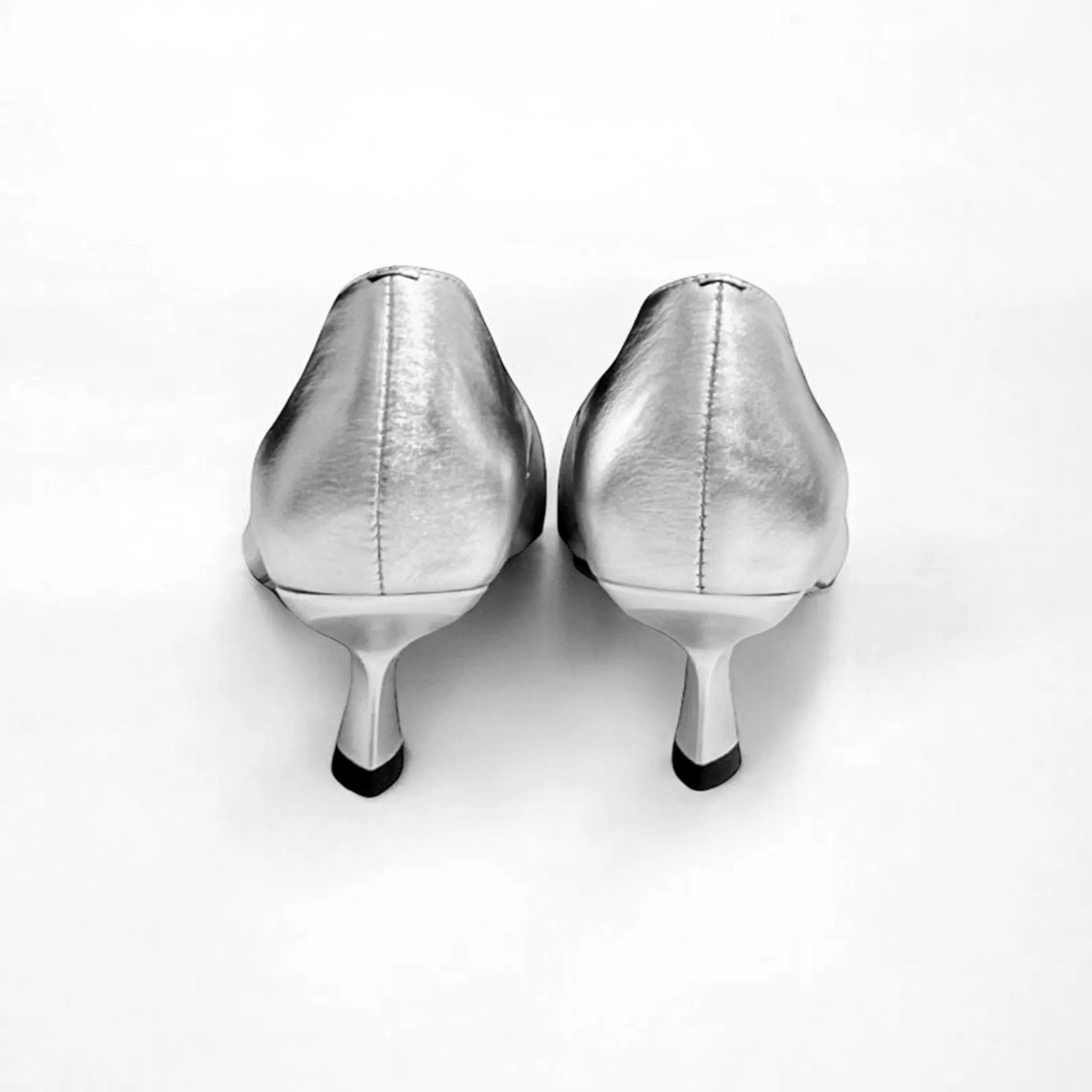 Pointed-Toe Calfskin Kitten Heel Pumps