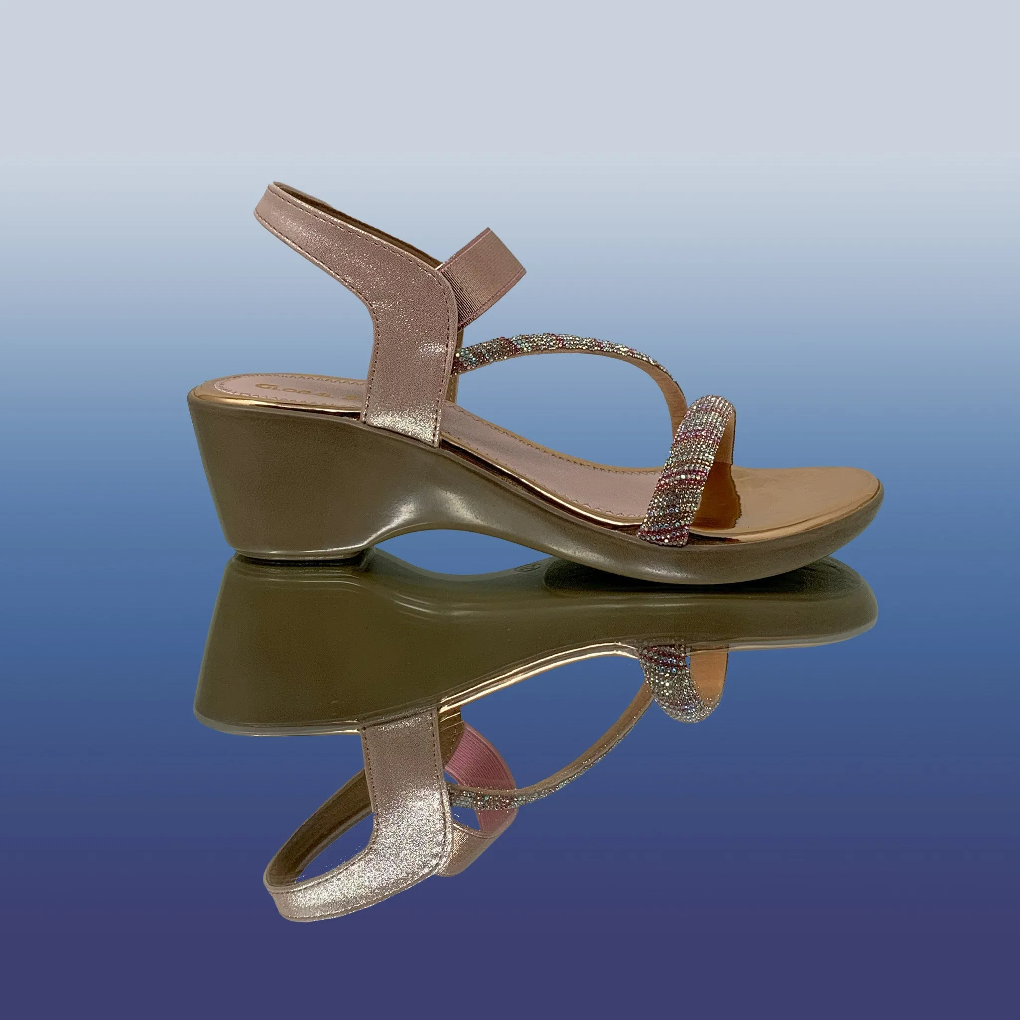 RoseGold Strappy Wedge Sandals