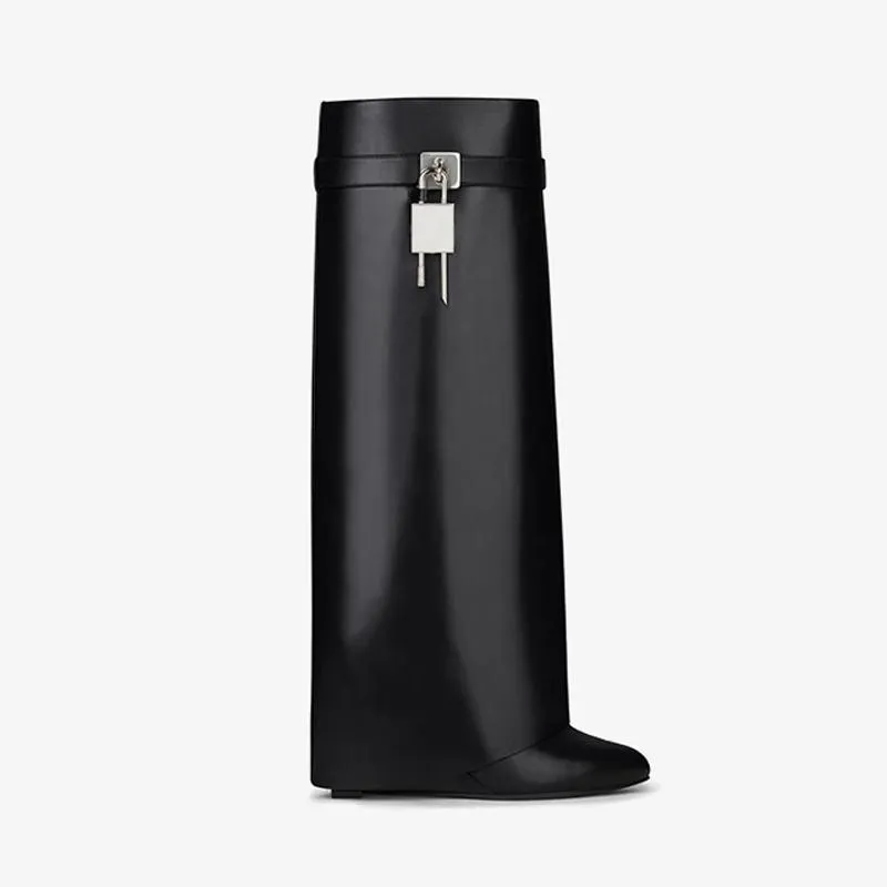 Sleek Black Slip-On High Boots