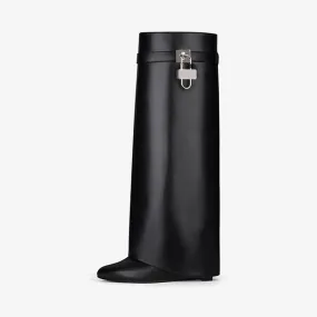 Sleek Black Slip-On High Boots