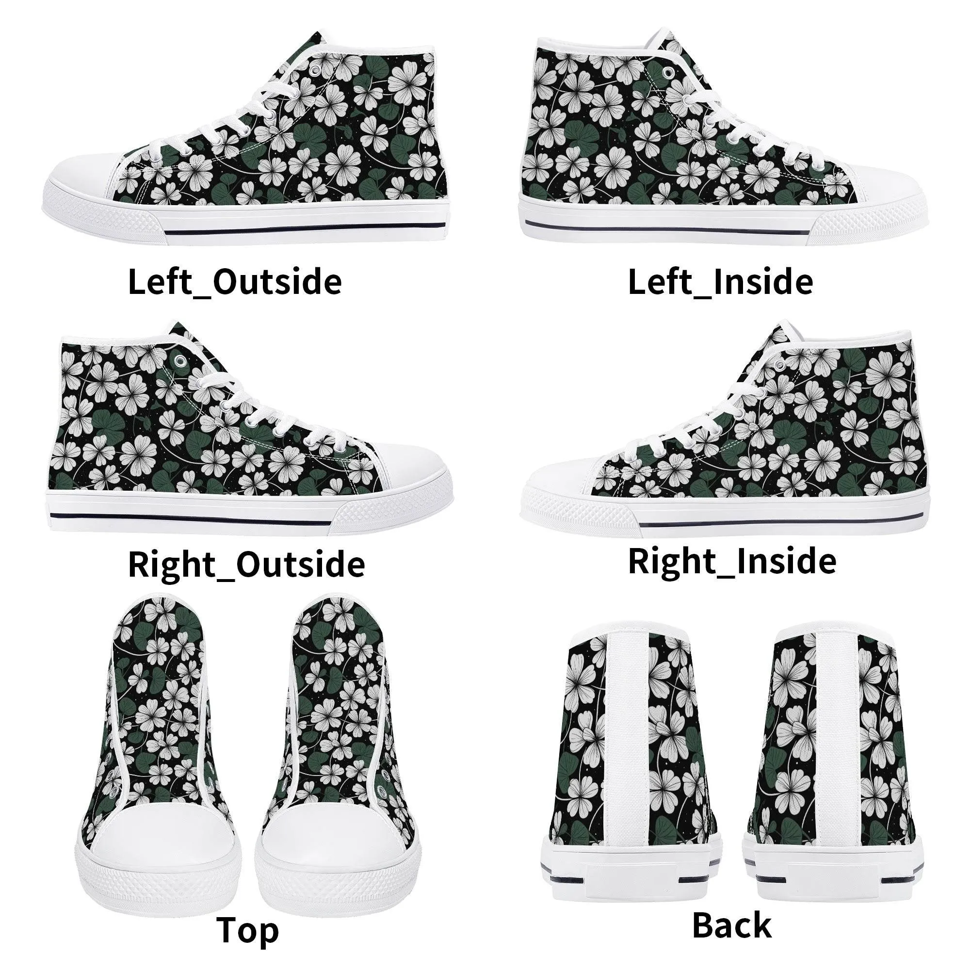 White Clover Mens High Top Canvas Shoes