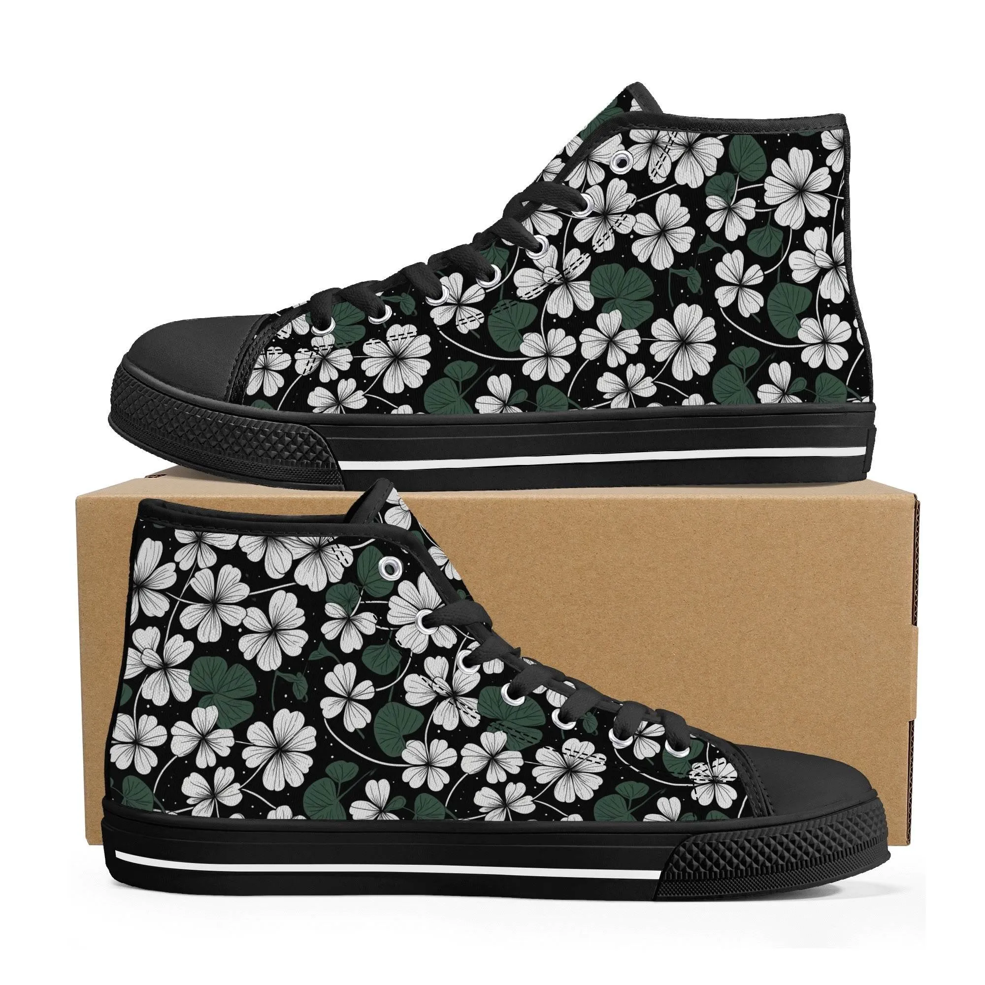 White Clover Mens High Top Canvas Shoes