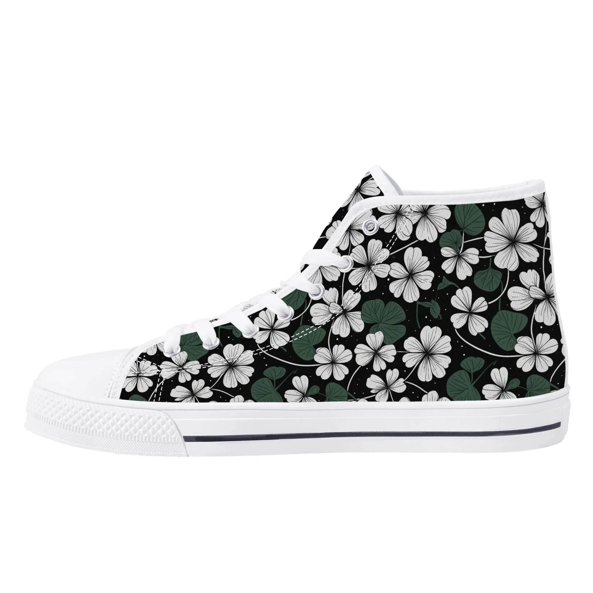 White Clover Mens High Top Canvas Shoes