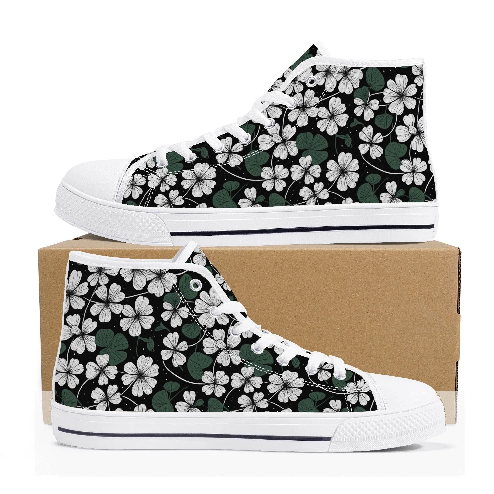 White Clover Mens High Top Canvas Shoes
