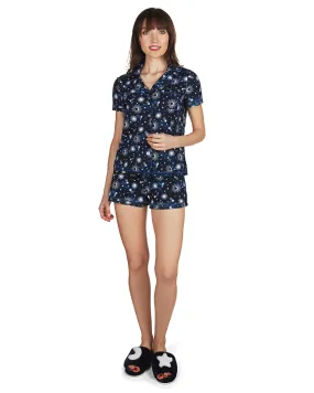 Women's Celestial Notch Collar Shorts Cotton Blend Pajama Set