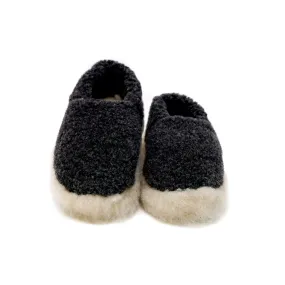 Yoko Full Unisex Black Wool Slippers